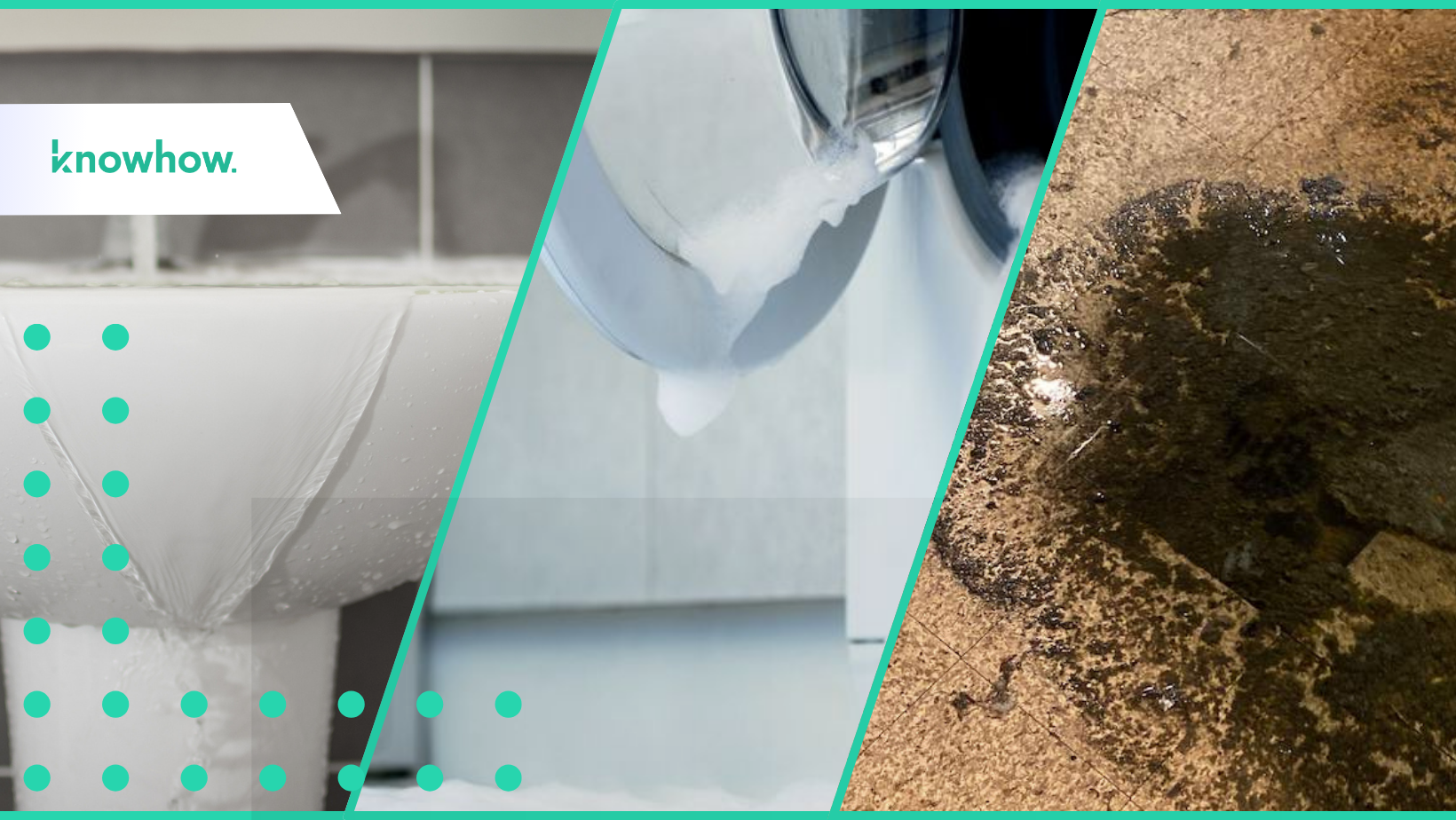 3 separate images of water damage causing scenarios