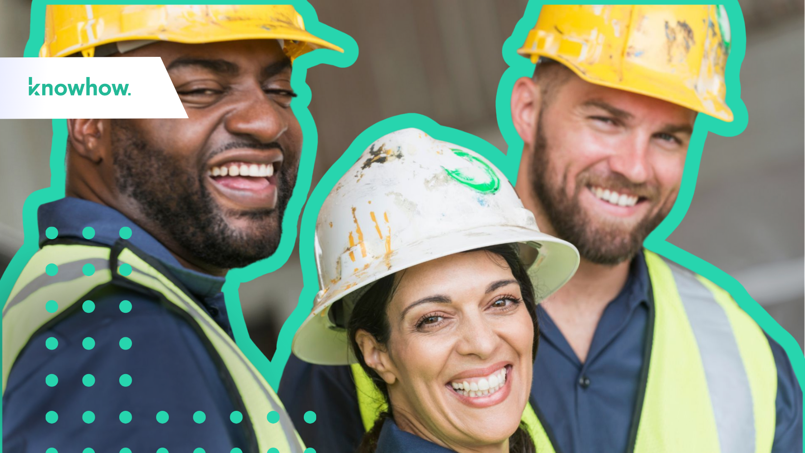 3 construction workers smiling at the camera